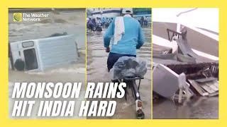 Monsoon Rains in India Cause Floods and a Fatal Structure Collapse