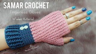 كروشيه قفازاتجوانتي بدون أصابع_Pattern owned by @samarcrochet_Crochet Fingerless Gloves