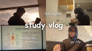 uni study vlog  cramming for midterms productive late nights