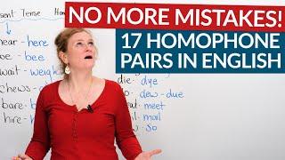 Learn 17 homophone pairs in English bebee knowno hearhere…