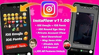 InstaFlow v11.00 Tutorial  iOS Emojis On Android Instagram Story + Round Edge Story Instagram 2023