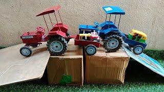 red blue mini tractor and autorickshaws and scooter video Kiran Toys world