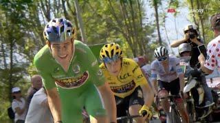 Séquence incroyable  Pogacar explose après la terrible accélération du maillot vert Van Aert