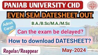 Panjab University CHD  ReappearRegular Datesheet Out  May-2024  How to Download