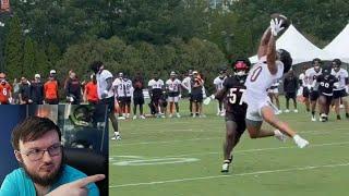 BENGALS FAN REACTS TO THE CHASE BROWN CATCHING A CRAZY TOUCHDOWN TO END PRACTICE YESTERDAY