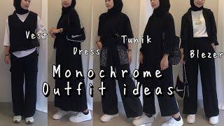 SHOPEE HAUL MONOCHROME OUTFIT  vest tunik dress loose pants   KAKPIT CHANNEL