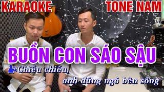 KARAOKE BUỒN CON SÁO SẬU  Tone NAM BEAT HOÀNG DIỄN BOLERO  chiều chiều anh đứng ngó bên sông..