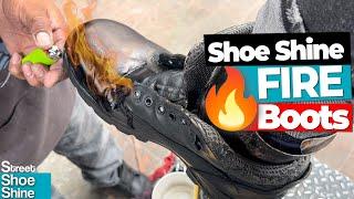 How to Shoe Shine Boots  Boots on Fire  ASMR Shoe Shine #asmr