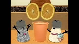 Mr.Salt casually splashes orange juice in Mrs. Peppers eyesBlues Clues