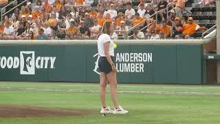 Lady Vols and Team USA Legend Monica Abbott Throws First Pitch for Tennessee-Vanderbilt Game