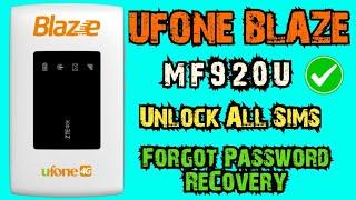 Ufone Blaze Unlock All Sims   MF920U Forgot Password Recovery 