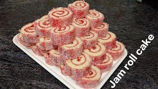 JAM ROLL CAKE  How to make  mixed fruits jam roll cake recipe  bakery style roll cake 