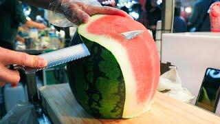Fruit Ninja in KoreaVery neat Amazing Fruit Cutting Skill Watermelon Melon Pineapple