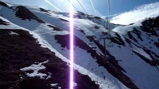 Тинс Tignes вверх на подъёмнике весна Альпы HD