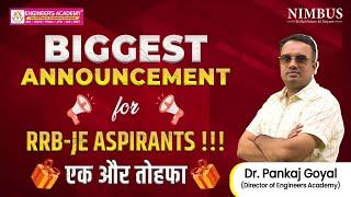  एक और तोहफा  Biggest Announcement For RRB JE 2024 Aspirants BY Dr. Pankaj Goyal #rrbje2024