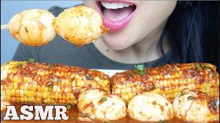 ASMR BOILED EGGS + CORN IN KOREAN SPICY SAUCE EATING SOUNDSNO TALKING  SAS-ASMR