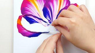 346 How to paint gradient color petal  String pull technique  Fluid acrylic  Designer Gemma77