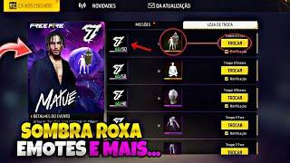 É AMANHÃ? USE O TOKEN DO NÚMERO 7° PEGUE O BANDEIRÃO? SOMBRA ROXA MATUÊ FF - NOVIDADES FREE FIRE