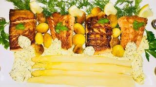 Recipe for baking salmon.  دستور پخت ماهي قزل الا با مارچوبه