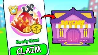 LUCKIEST DAYCARE OPENING I GET HUGE MACHINE EGG 2 in PET SIMULATOR X