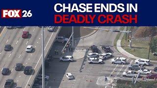 I-45 crash Police chase ends in accident killing pedestrian near West Road