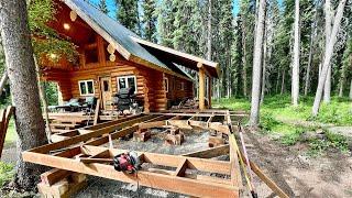 Remote Off Grid Alaskan Cabin Deck Build For our DIY Snorkel Stove Hot Tub