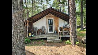 THE TENT. Trying out a new boat. Backwoods cabin chimney. The Fish House. Farmhouse garden.