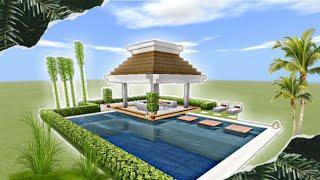 MINECRAFT HOW TO BUILD SWIMMING POOL WITH GAZEBO  EASY