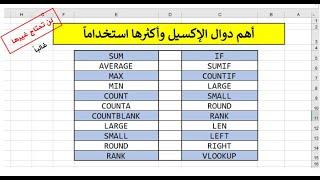 معادلات في الإكسيل يجب أن تعرفها أهم معادلات الإكسيل وأكثرها استخداماً وشيوعاً.