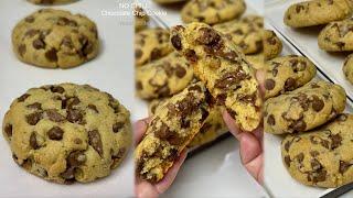 NO CHILL Chocolate Chip Cookie Recipe  New York Style Thick Cookies  No Mixer cookie making