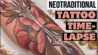 FLOWER Tattoo Timelapse- Neotraditional