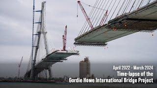 Time-Lapse of the Gordie Howe International Bridge project  April 2022 to March 2024