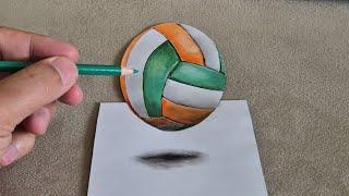 3d drawing volleyball on paper