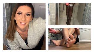 ASMR Shower Scrubbing Housewife Chores Wet Pantyhose
