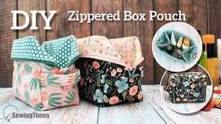 DIY Zippered Box Pouch  Easy way to make cosmetic organizer sewingtimes