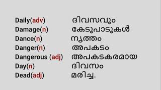 Words in English Malayalam.  Part 1 General Dictionary.