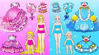 Vestidos De Madre E Hija Rosa Y Azul Cumpleaños  Muñecas De Papel DIY  Woa Barbie Colombia