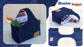 Diy one  handle tote bag tutorial sewing diy one handbag patterns denim tote bag ideas