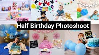 Half Birthday Photoshoot ideas at Home  Half birthday Decoration idea 6 Month Baby Photoshoot ideas