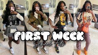 FIRST WEEK OF MY HIGHSCHOOL FITS  grwm school vlog games outfit rating etc