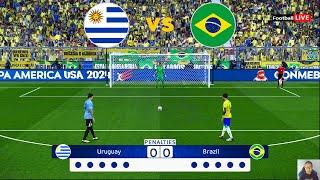 Uruguay vs Brazil - Penalty Shootout  Copa America 2024 - Quarter Final  Vinicius vs Nunez  PES