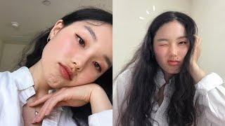 Korean makeup tutorial GRWM - putting on blush for the first time in my life