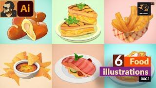 6 Food Illustration Designs in Adobe Illustrator  Speed Art