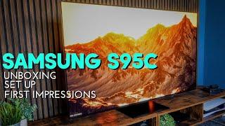 New 2023 Samsung S95C Unboxing Set Up & First Impressions  NEW DESIGN