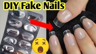 How to make fake nails with medicine strip at homeDIY Fake NailsHomemade fake nail Malayalam