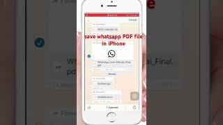 Save whatsapp PDF file in iPhone #viral #youtubeshorts #whatsapp #iphone #iphone14promax #pdf
