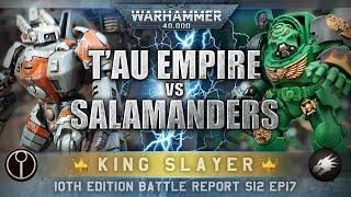 Salamanders Space Marines vs Tau Empire Warhammer 40K 10th Edition Battle Report 2000pts