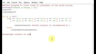 Python program to count vowel or consonant of the given string