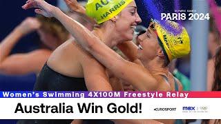 THRILLER ‍️  Swimming 4 × 100m Freestyle Relay Highlights  Paris Olympics 2024 #Paris2024