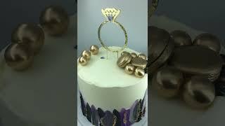 Gold Crystal Rhinestone Rings Cake Topper for Wedding Anniversary Party Decoration